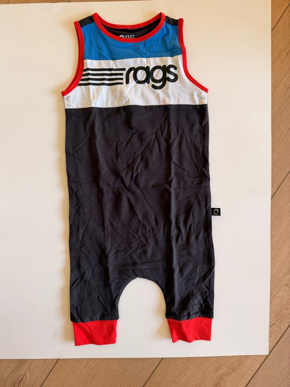 rags Kids Black & Blue Colorblock One-Piece Bodysuit